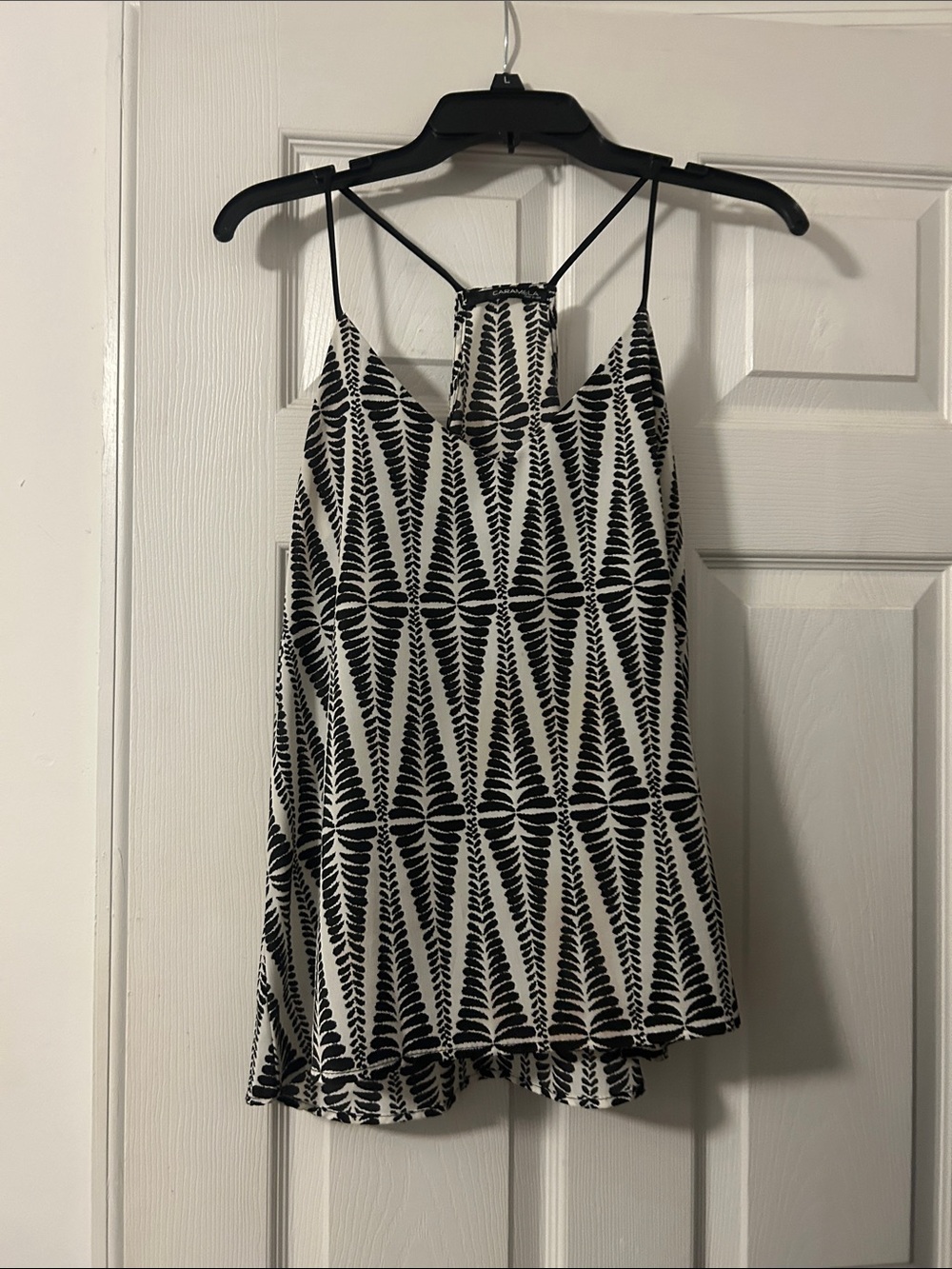Black & White Geometric Strappy Cami